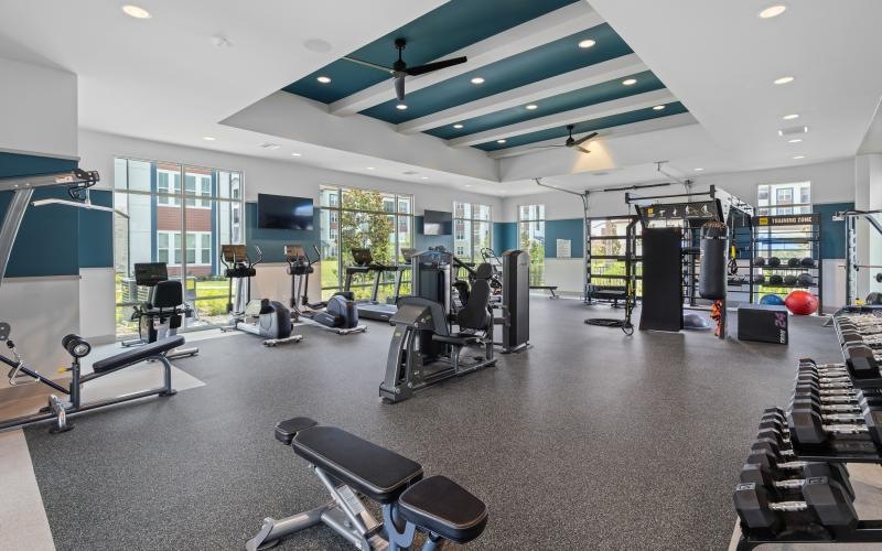 a gym with exercise equipment