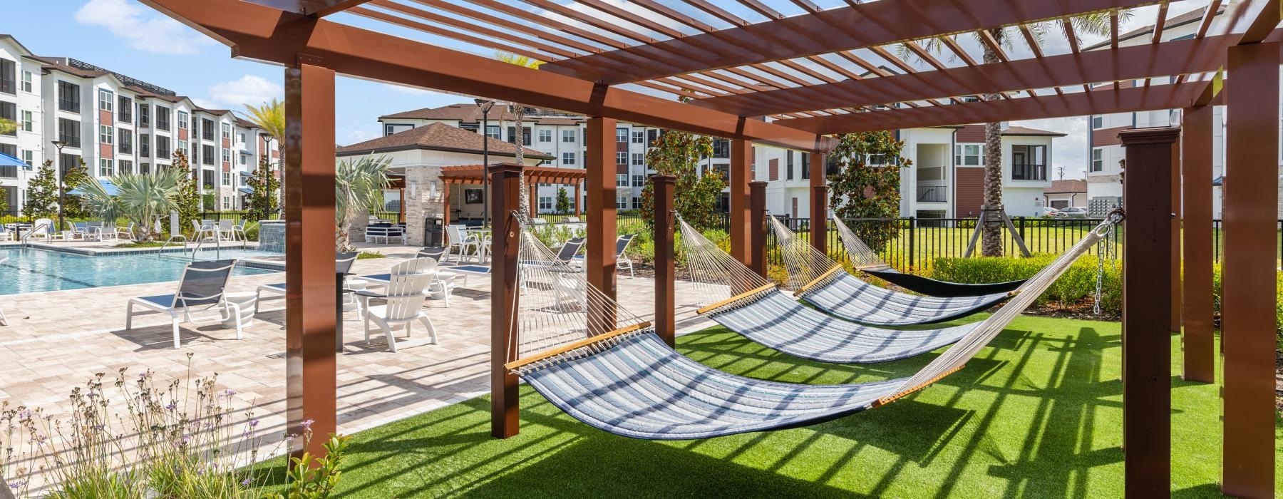 a hammock on a deck